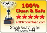Dr.Web Anti Virus for  Windows 4.44 Clean & Safe award